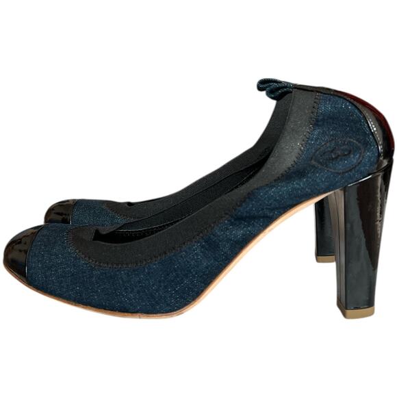 Chanel Vintage Blue Interlocking CC Logo Demin Pumps, IT 38/US8 - Picture 7 of 15